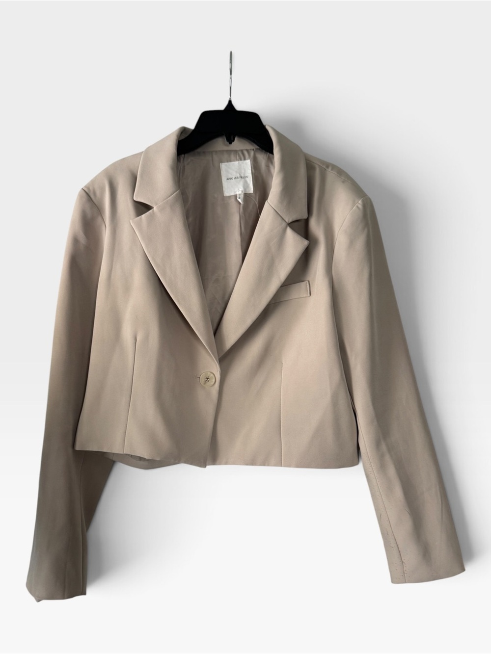 Avec Les Filles Cropped Taupe Blazer